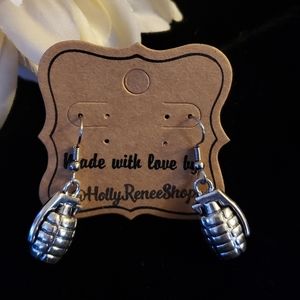 Metal Hand Grenade Earrings